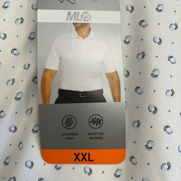 NEW Greg Norman ML75 Men's XXL Golf Polo Shirt Moisture Wicking White & Blue - Picture 8 of 9